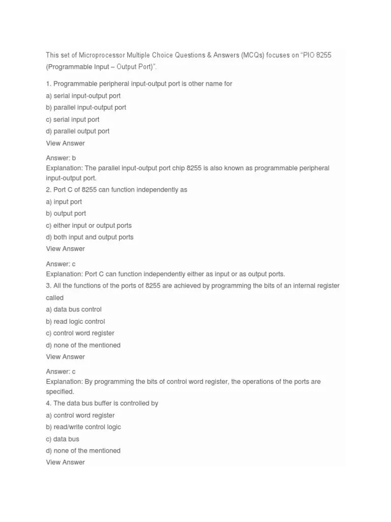 This Set of Microprocessor Multiple Choice Questions PDF Electronic