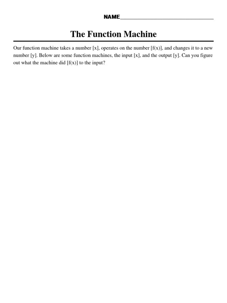 Worksheet Function Machine | PDF