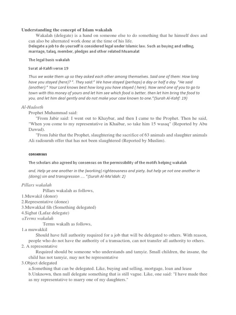 Pengertian Wakalah Dalam Konsep Islam Ms.en PDF Guarantee