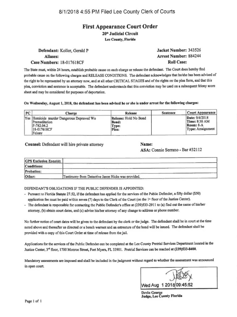 Redacted Koller Court Record With Arrest Report PDF Legal Procedure