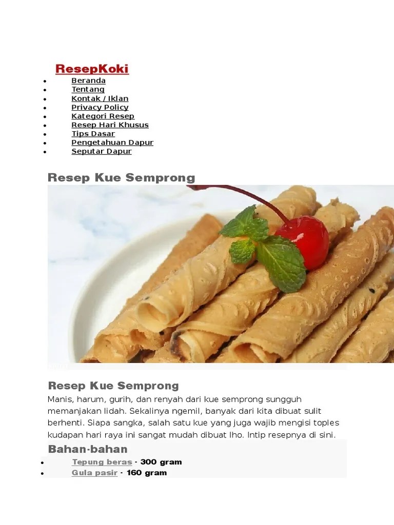 Resep Kue Semprong - Resep Masakan