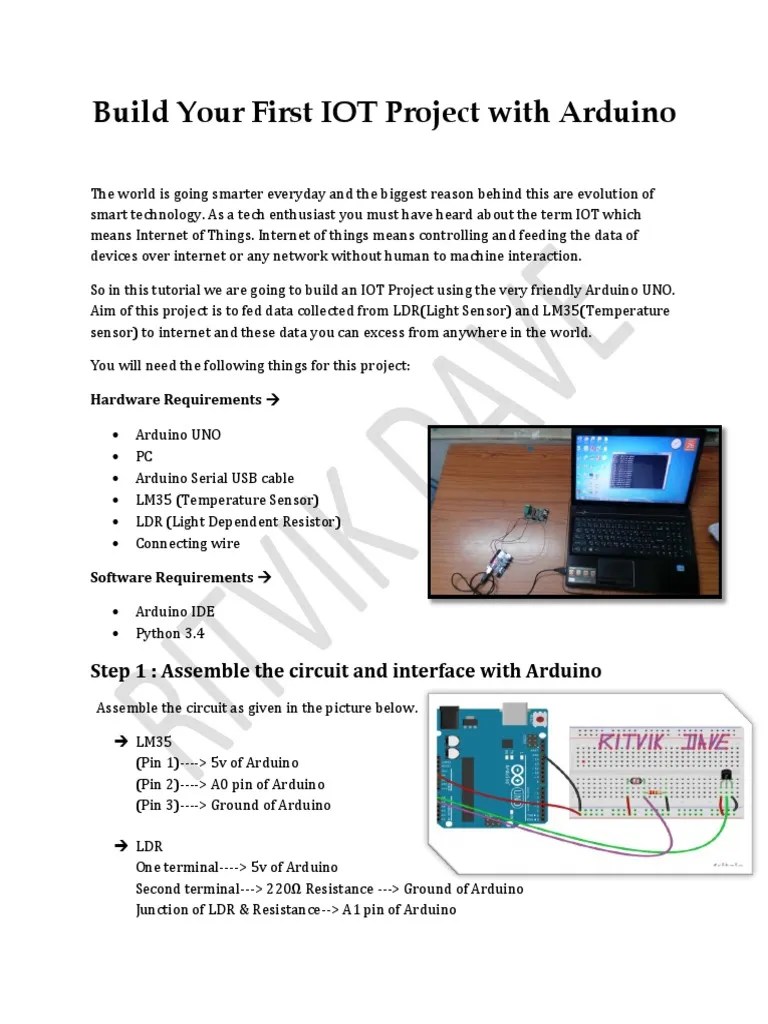Build Your First IOT Project With Arduino Step 1 Assemble The Circuit