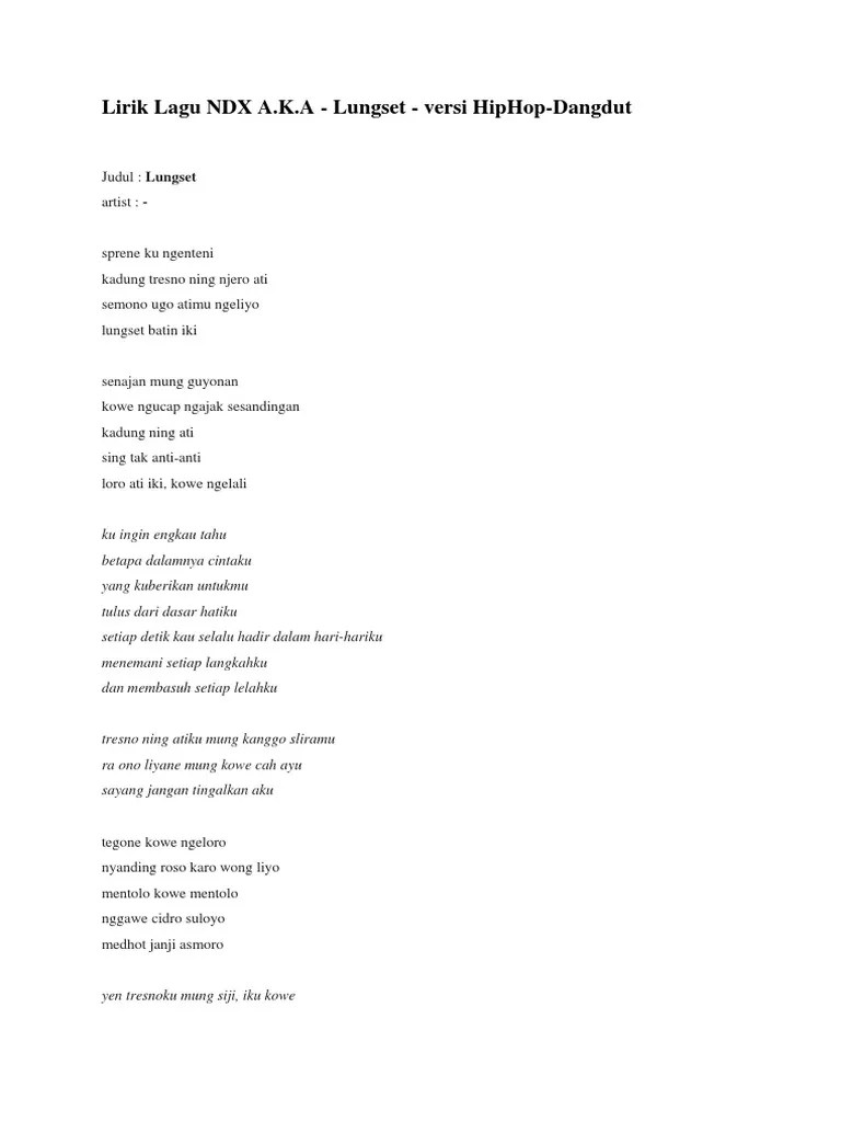 Lirik Lagu NDX A | PDF
