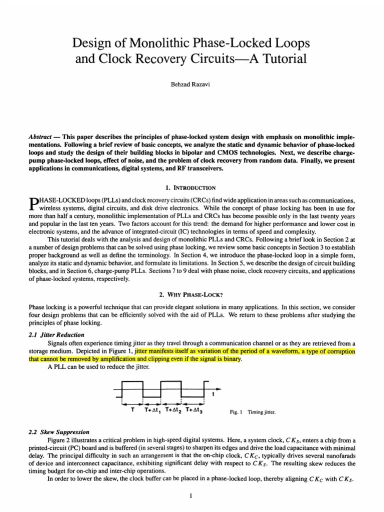 Razavi Monolithic PhaseLocked Loops and Clock Recovery Circuits PDF