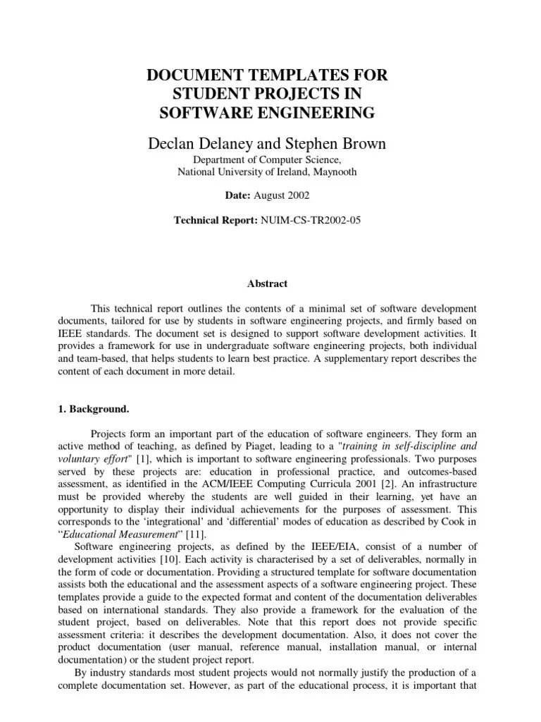 Ieee Templates Documentation Software Engineering