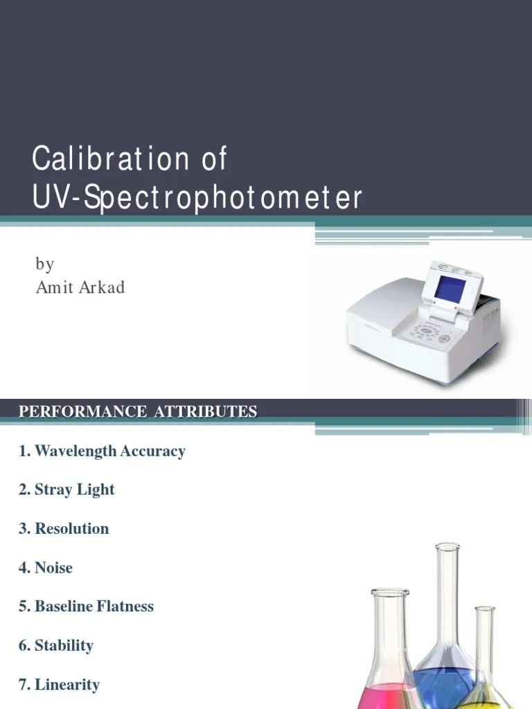 Calibration of UV Spectrophotometer Absorbance