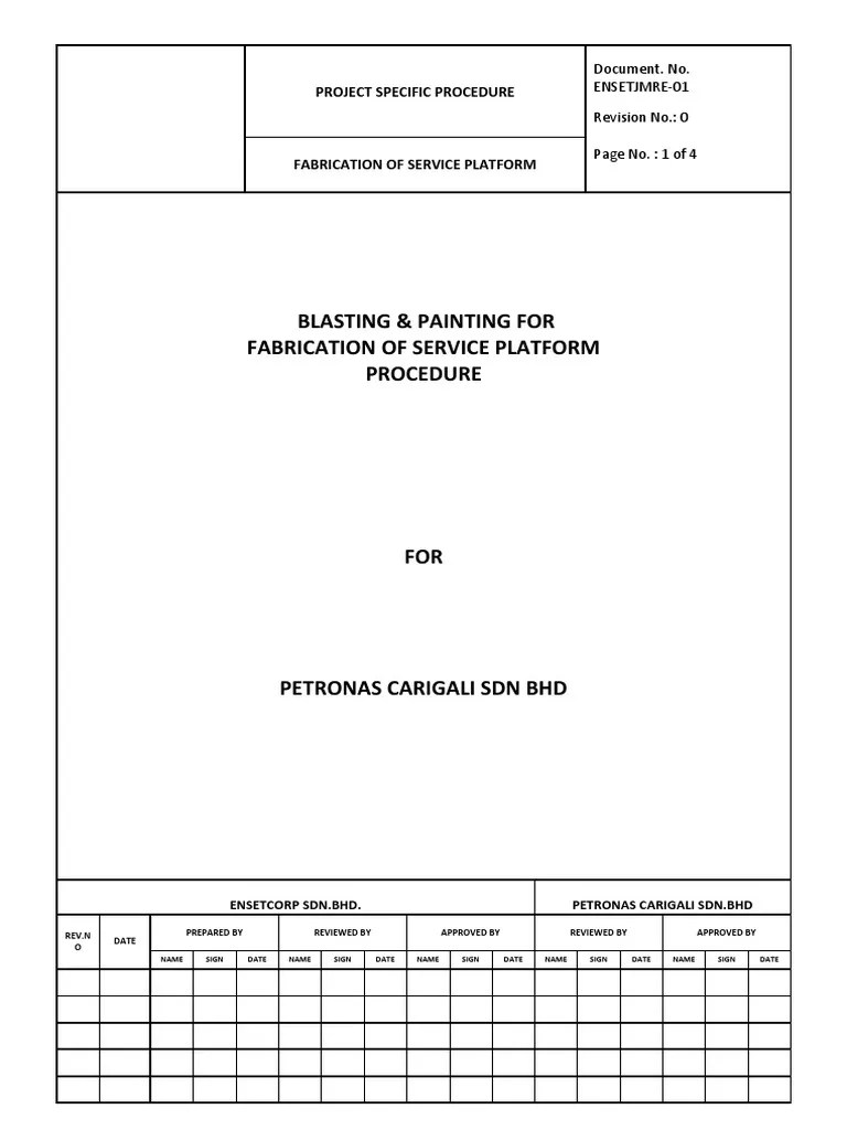 Blasting Painting Procedure PDF Abrasive Paint