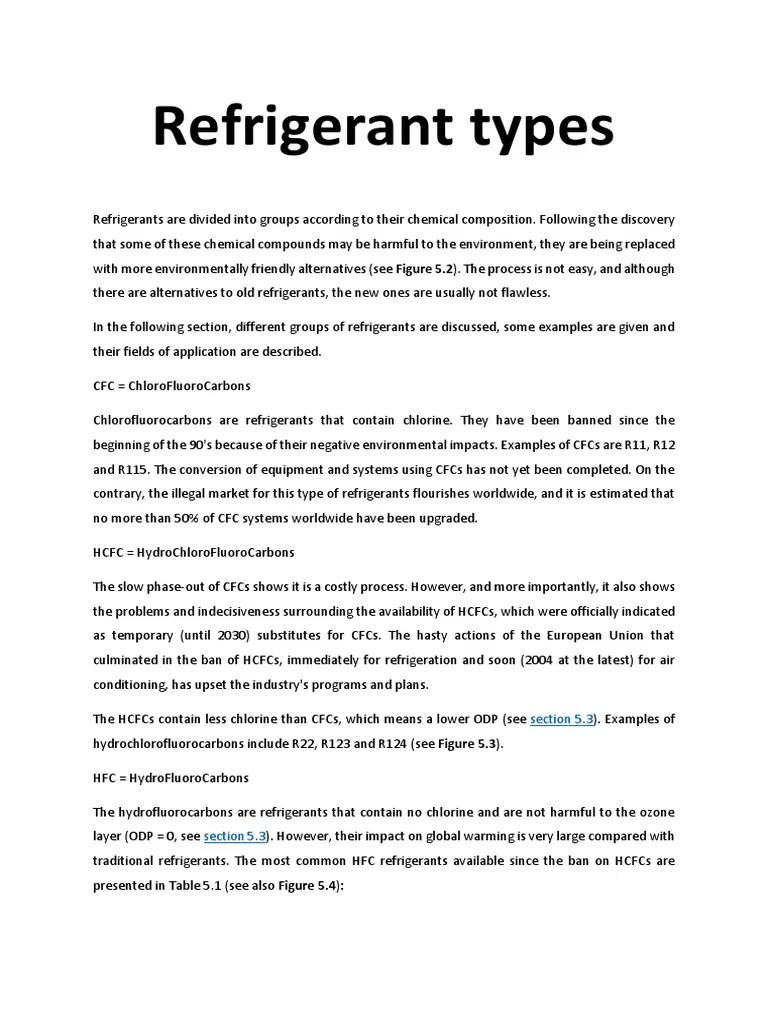 Refrigerant Types | PDF | Chlorofluorocarbon | Heating, Ventilating