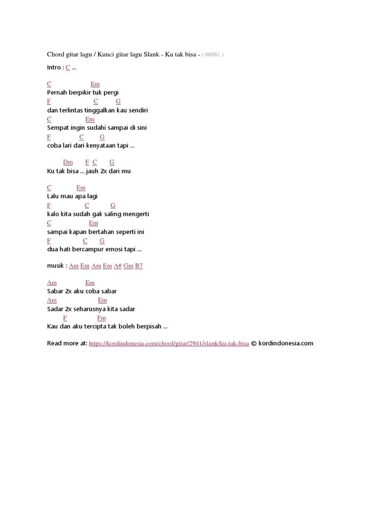Chord Tak Bisa Ke Lain Hati watterco