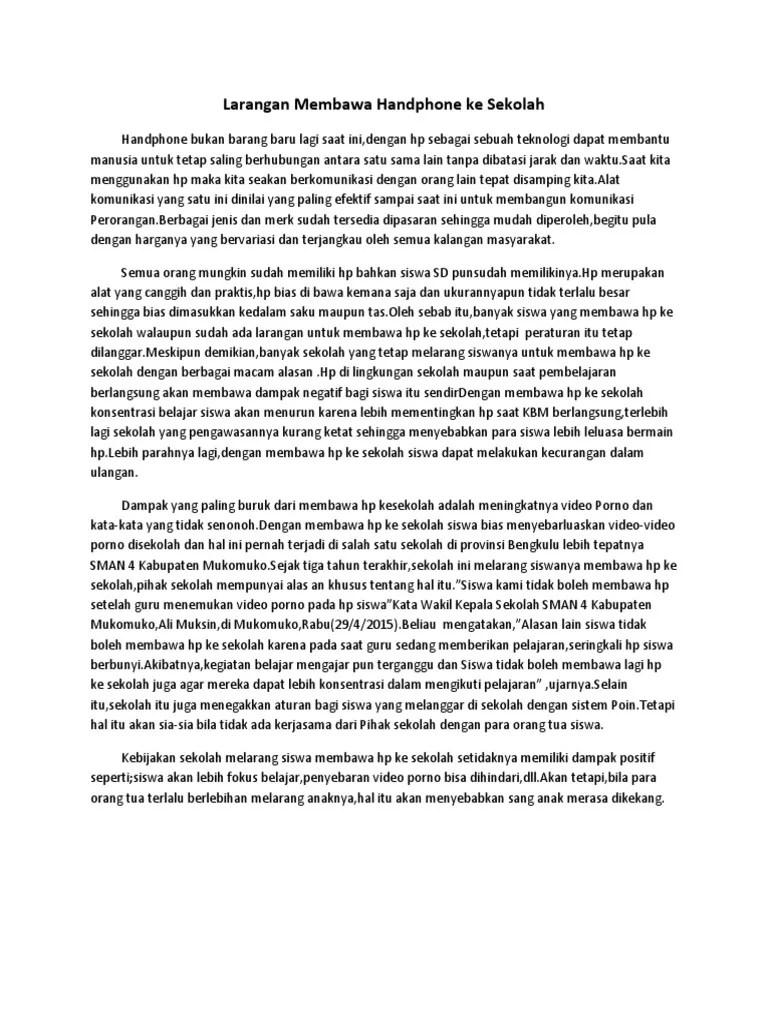 Teks Tantangan Larangan Membawa Hp Ke Sekolah – Dengan
