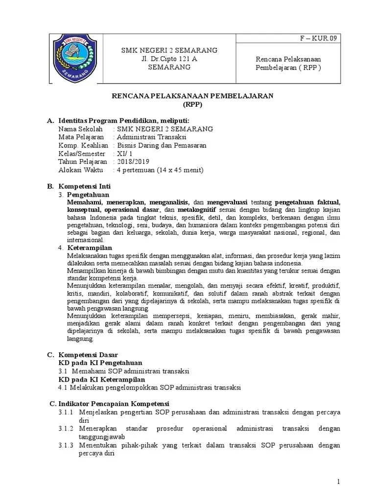 KD 3.1 Memahami SOP Adm Transaksi | PDF