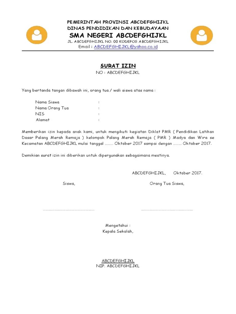 18 Contoh Surat Izin Orang Tua Pmr