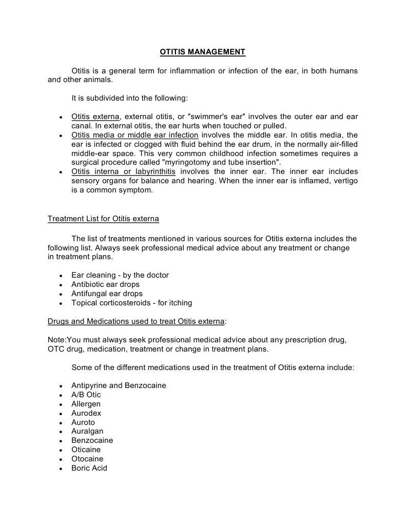 Otitis Management Ear Public Health