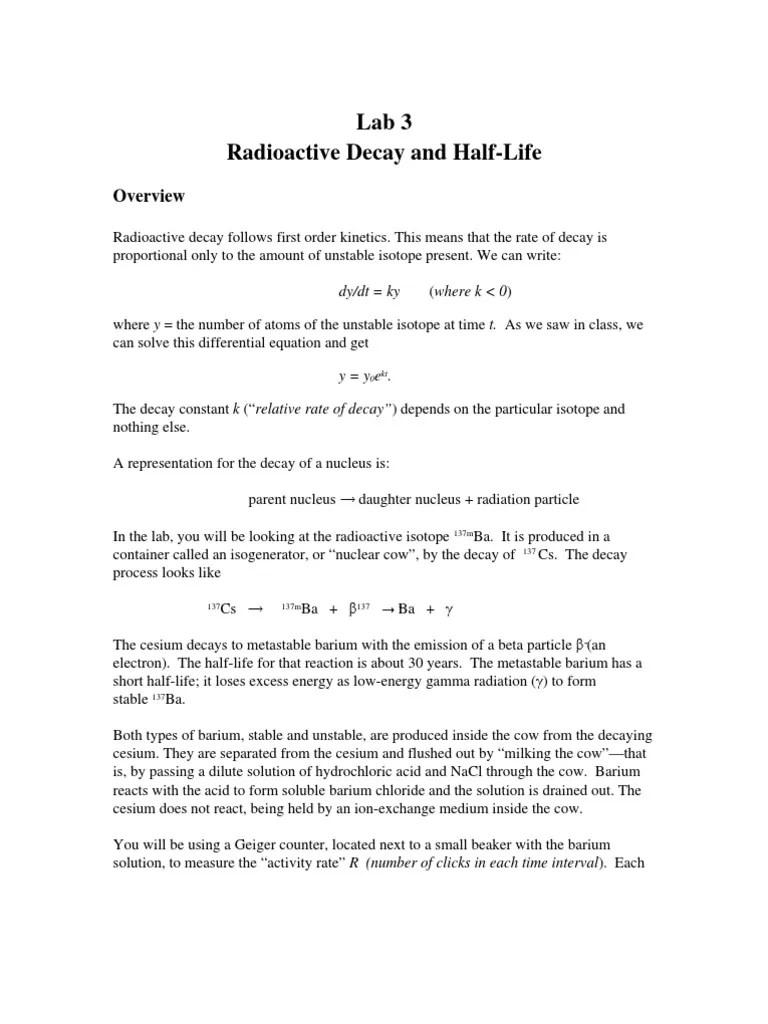 132 Lab 3 Radioactive Decay Errors And Residuals