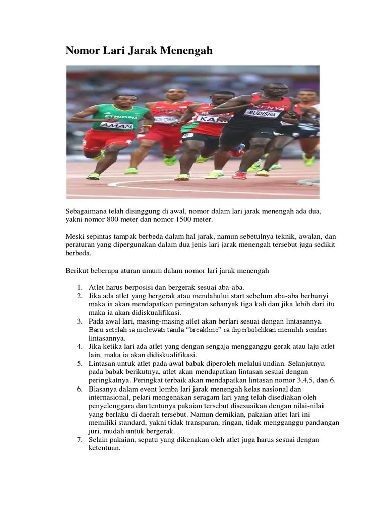 Berikut Yang Termasuk Nomor Lari Jarak Menengah Adalah