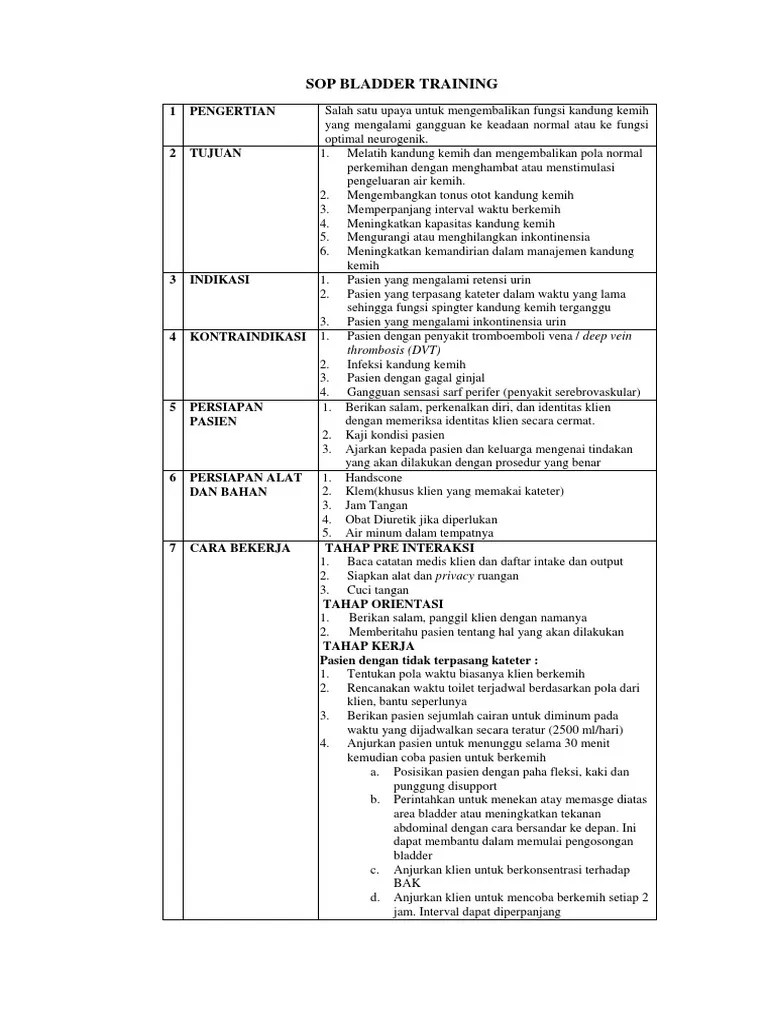 Sop Bladder Training