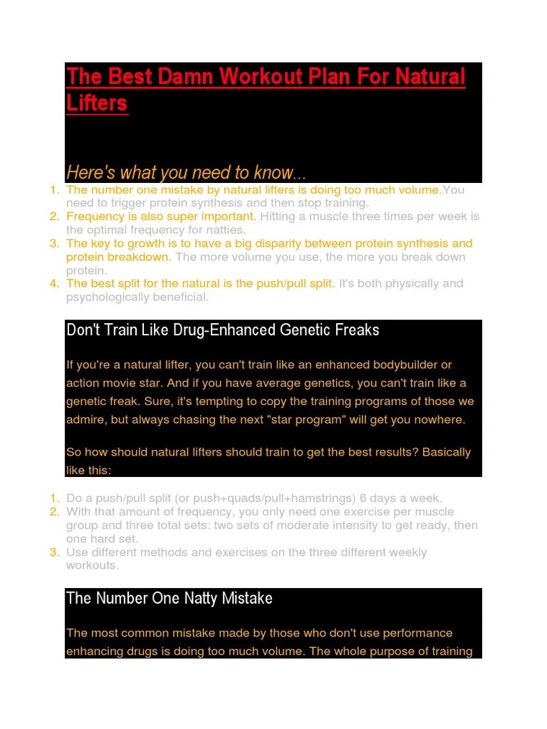 The Best Damn Workout Plan for Natural Lifters Recreation Physical