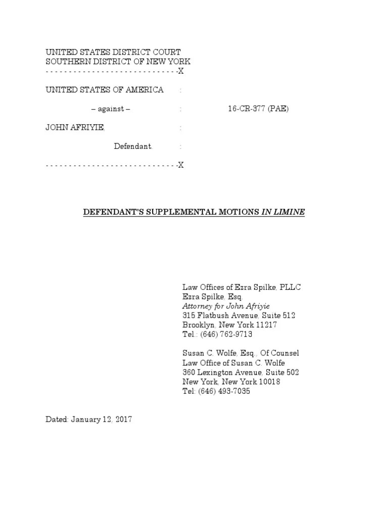 Motion in Limine R 701 PDF Testimony Witness