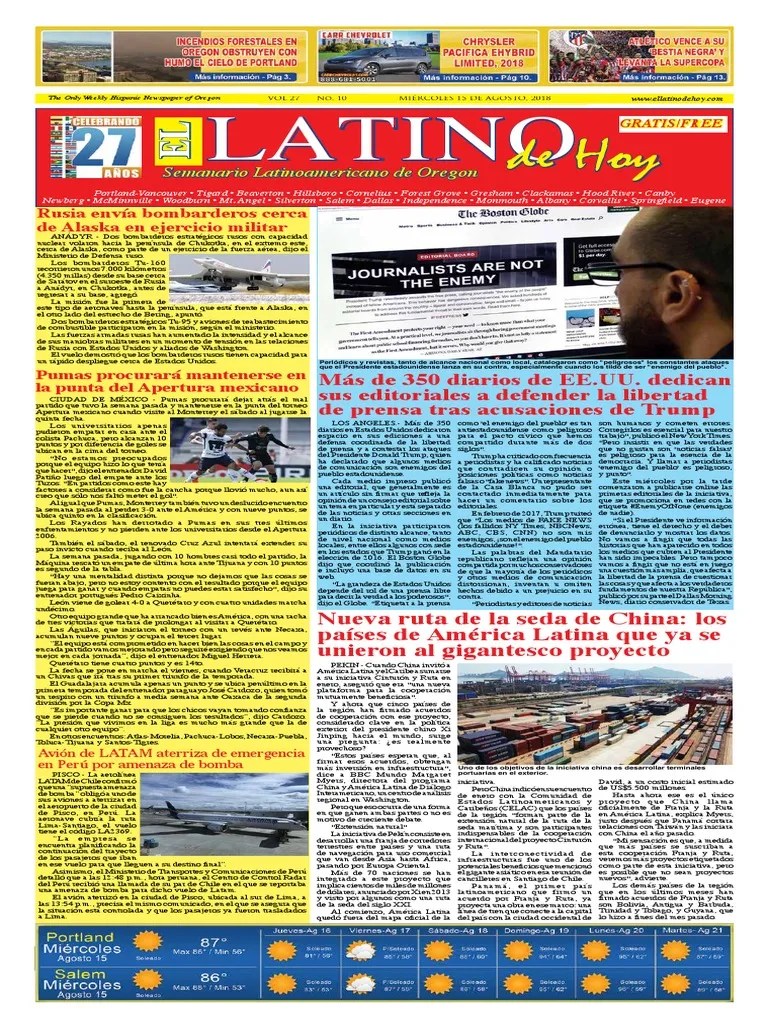 El Latino de Hoy Weekly Newspaper of Oregon 8152018 Sarampión China