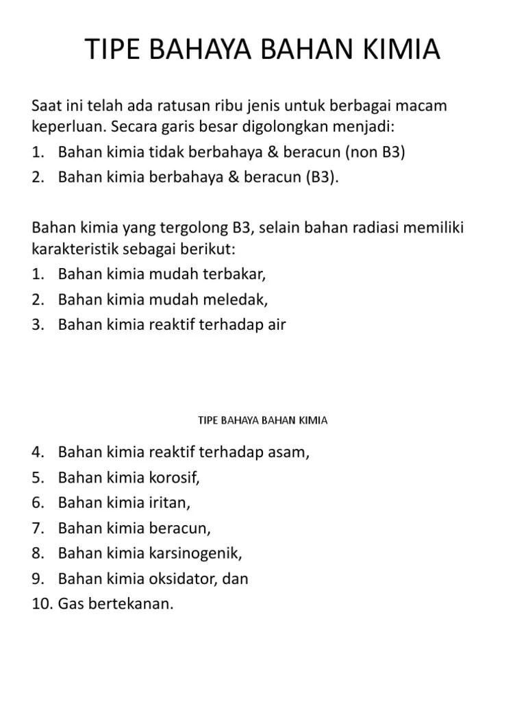 Tipe Bahaya Bahan Kimia | PDF
