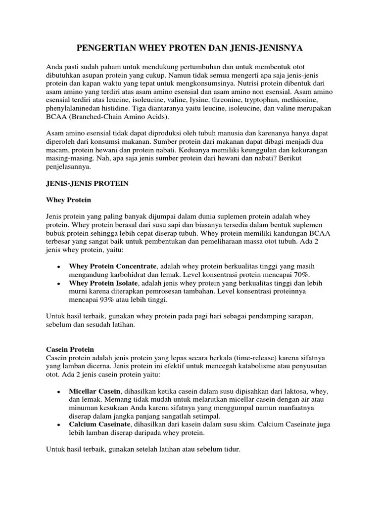 Pengertian Whey Proten Dan Jenis | PDF