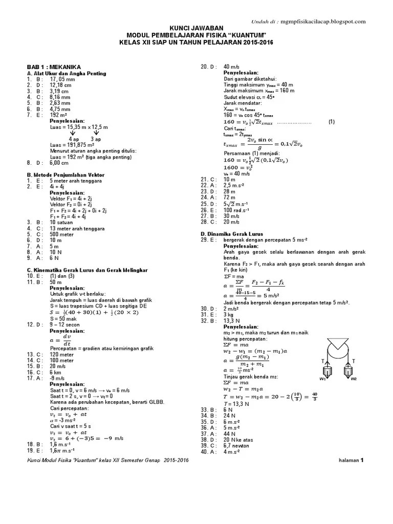 Soal Fisika Kelas 10 Semester 2 Kurikulum 2013 Beserta Jawabannya