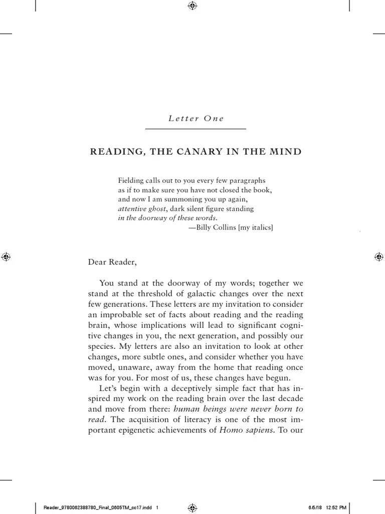 Excerpt From "Reader, Come Home" by Maryanne Wolf PDF Dyslexia