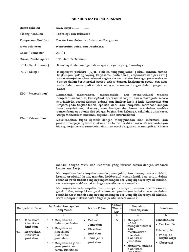 SILABUSKonstruksi Jalan Dan Jembatan