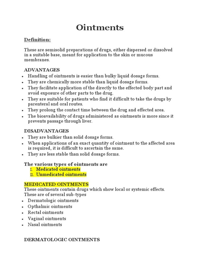 Ointments Definition PDF Topical Medication Surfactant
