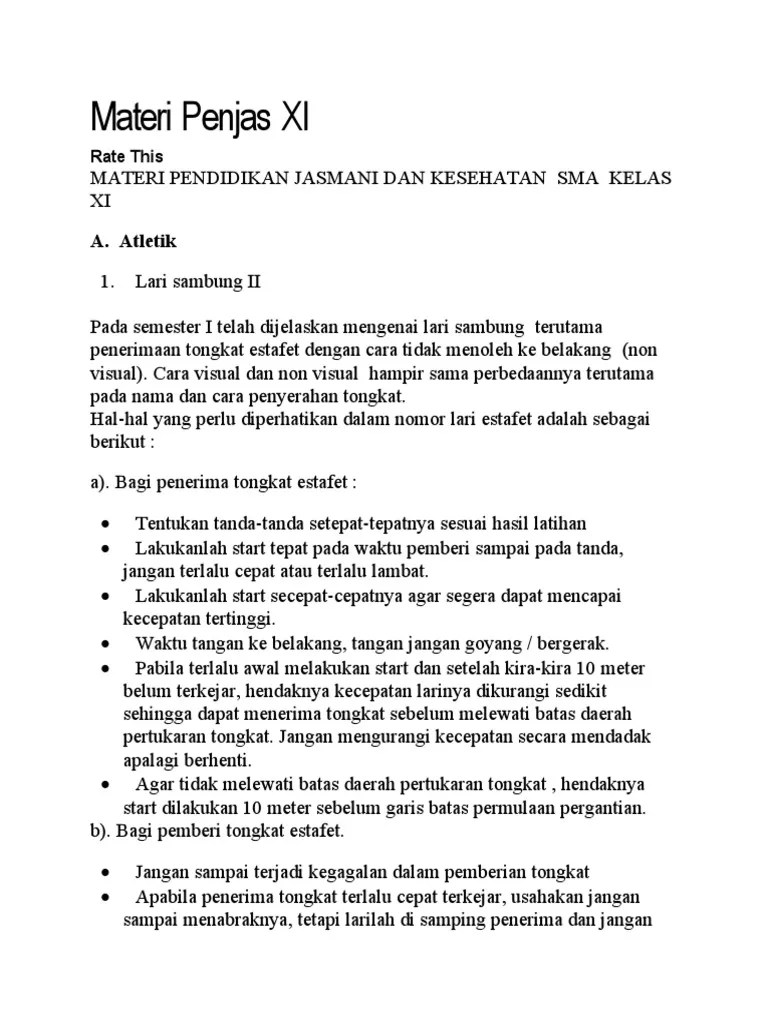 Materi Penjas Kelas XI