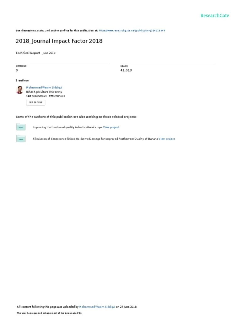 2018 Journal Impact Factor Earth &amp; Life Sciences Neuroscience