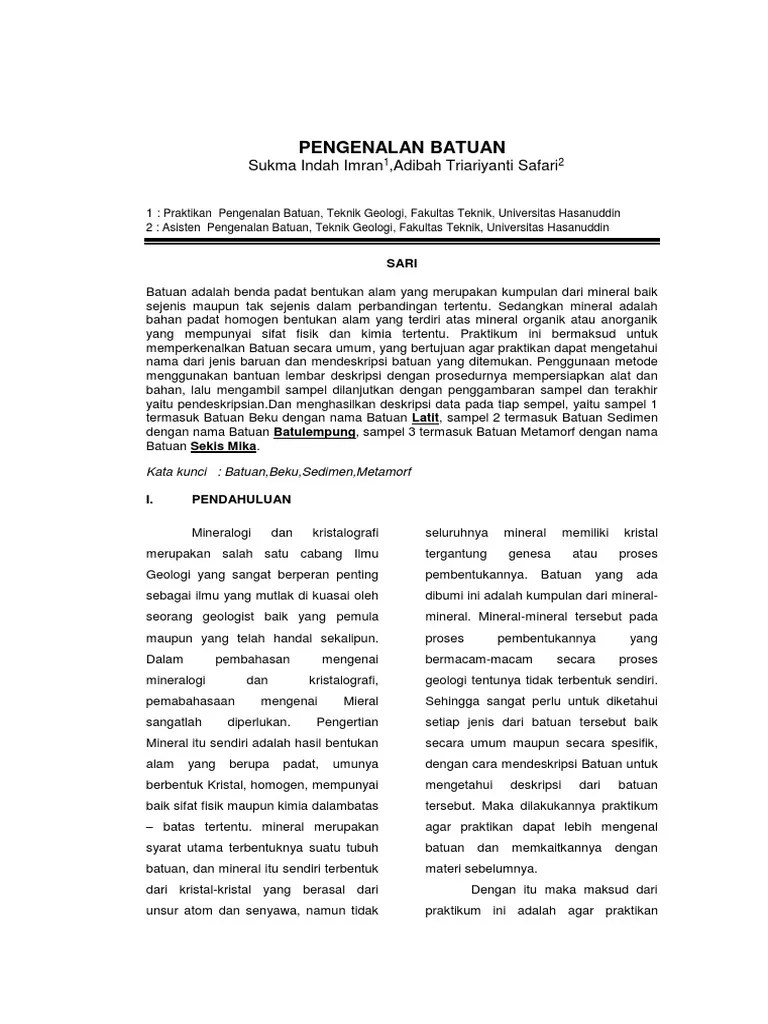 jurnal PENGENALAN BATUAN