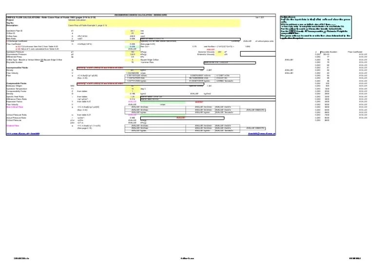 Calculation of Flow Rate Through an Orifice Using the Crane Flow of