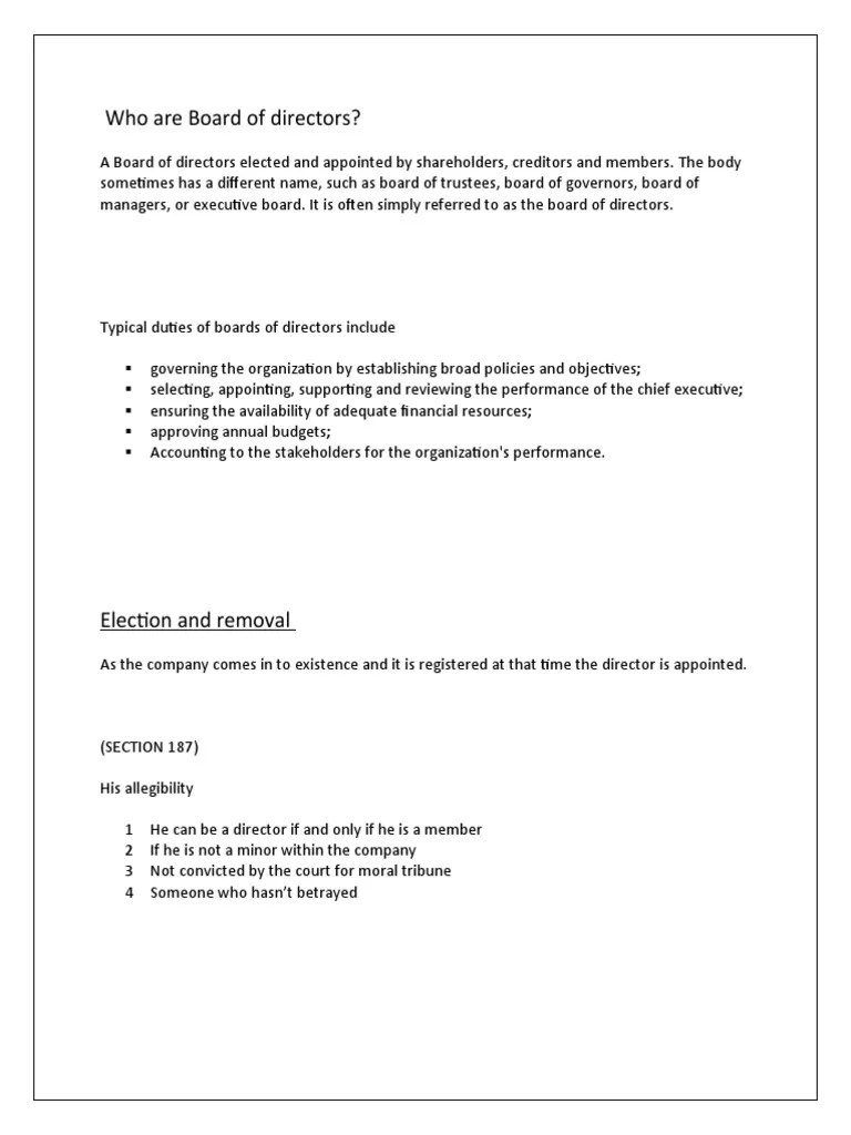 Who Are Board of Directors PDF Board Of Directors Fiduciary