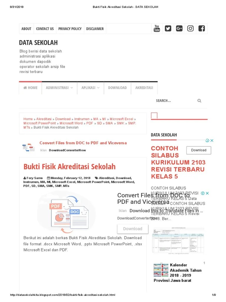 Bukti Fisik Akreditasi Sd 2020 Terbaru Guru Paud