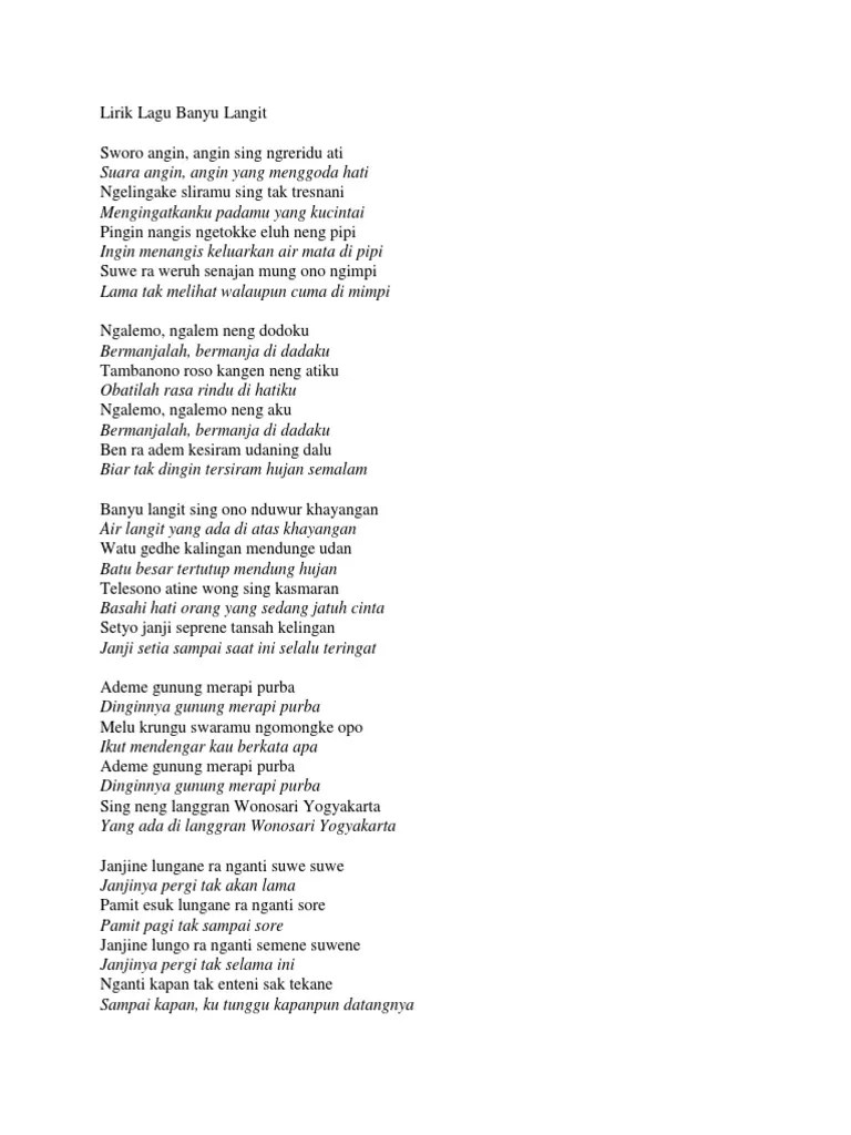 Lirik Lagu Banyu Langit