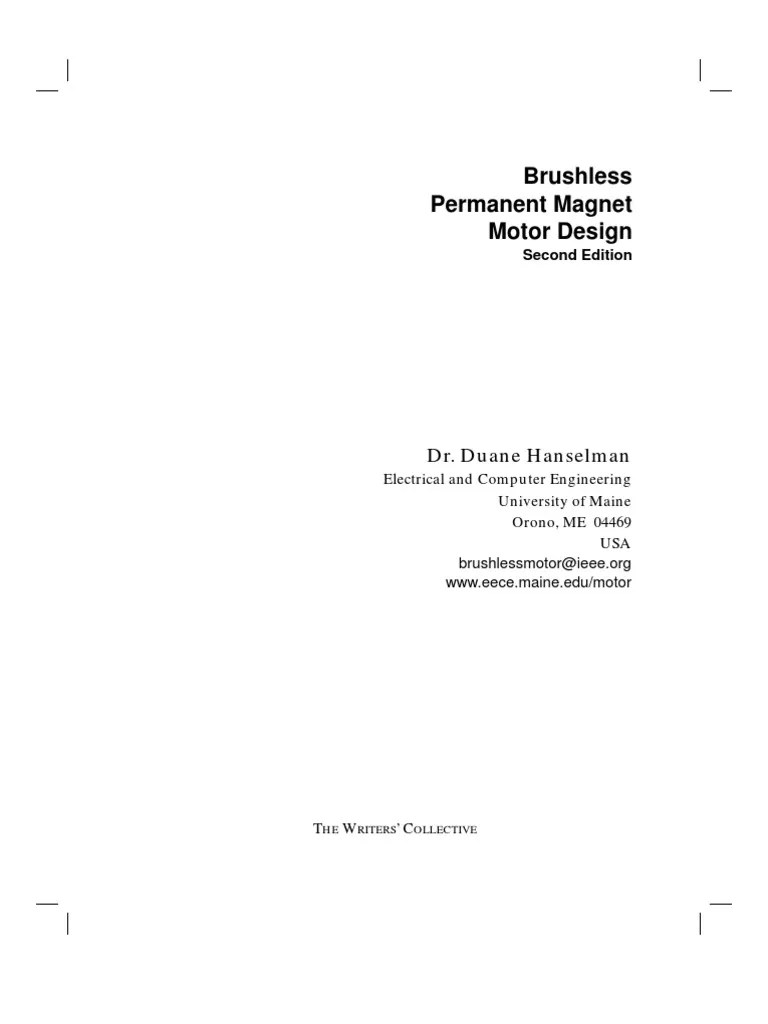 Brushless Permanent Motor Design Dr. Duane Hanselman Download