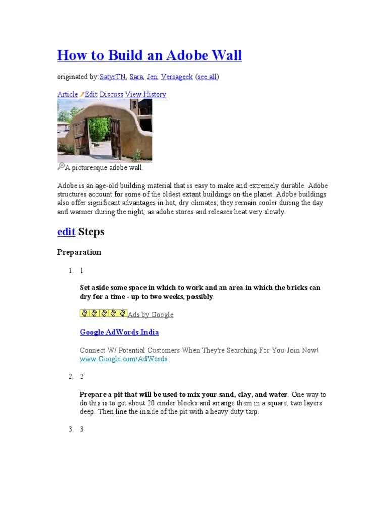 How To Build An Adobe Wall PDF Mud Volume