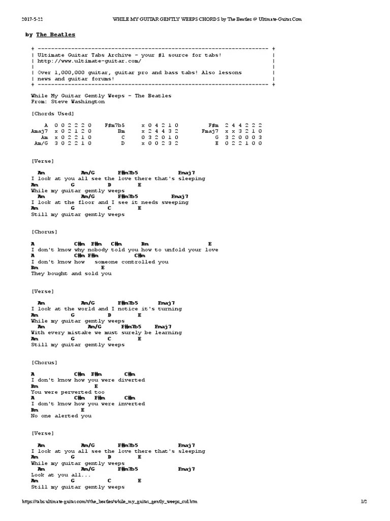 While My Guitar Gently Weeps tab Song Structure Songs
