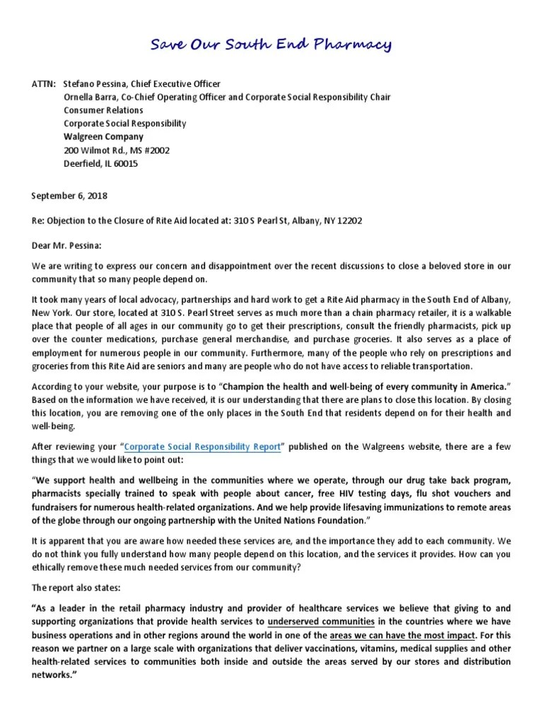 Walgreens Letter PDF Pharmacy Health Care