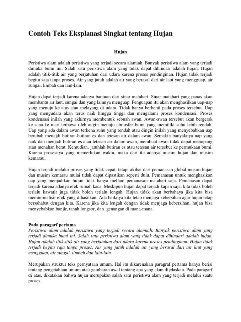Contoh Teks Eksplanasi Singkat Tentang Hujan