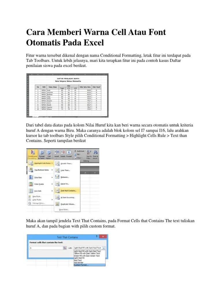 Rumus Memberi Warna Otomatis Pada Excel Ide Perpaduan Warna