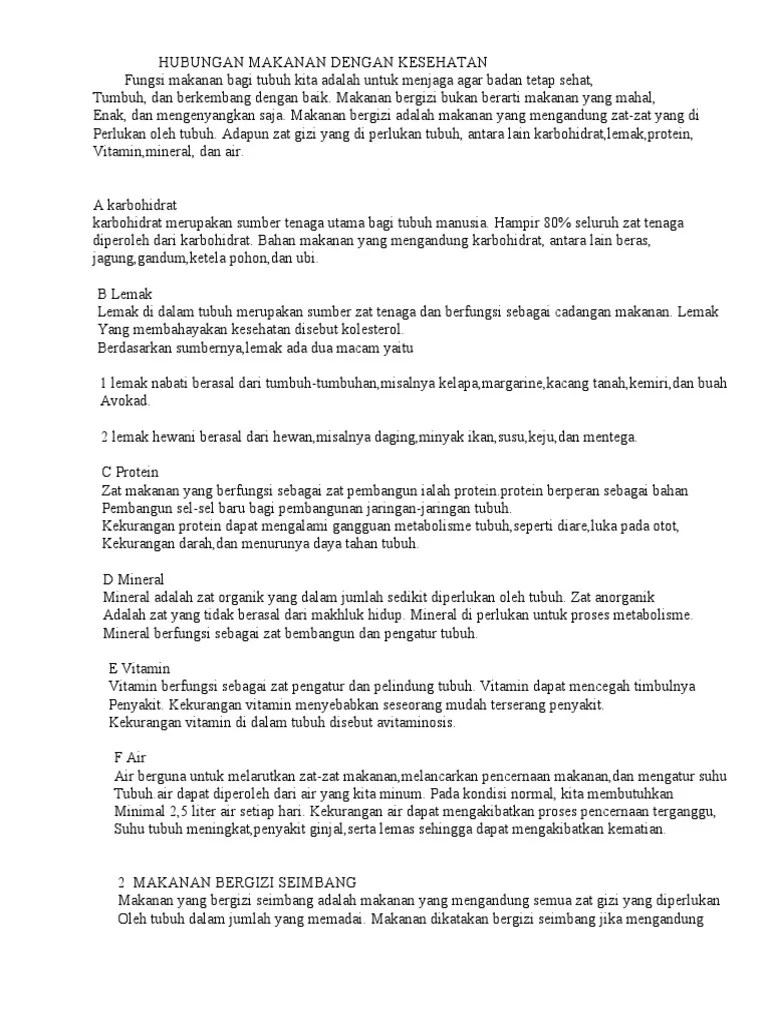 Hubungan Makanan Dengan Kesehatan | PDF