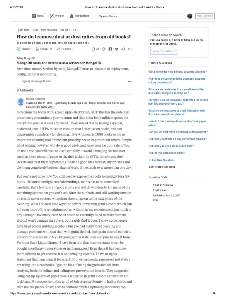 How Do I Remove Dust or Dust Mites From Old Books Quora PDF Dust