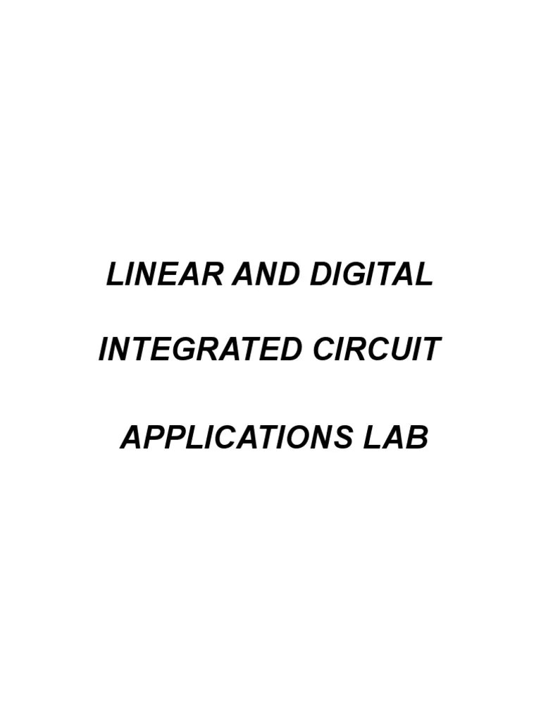 Linear and Digital Integrated Circuit Applications Lab PDF