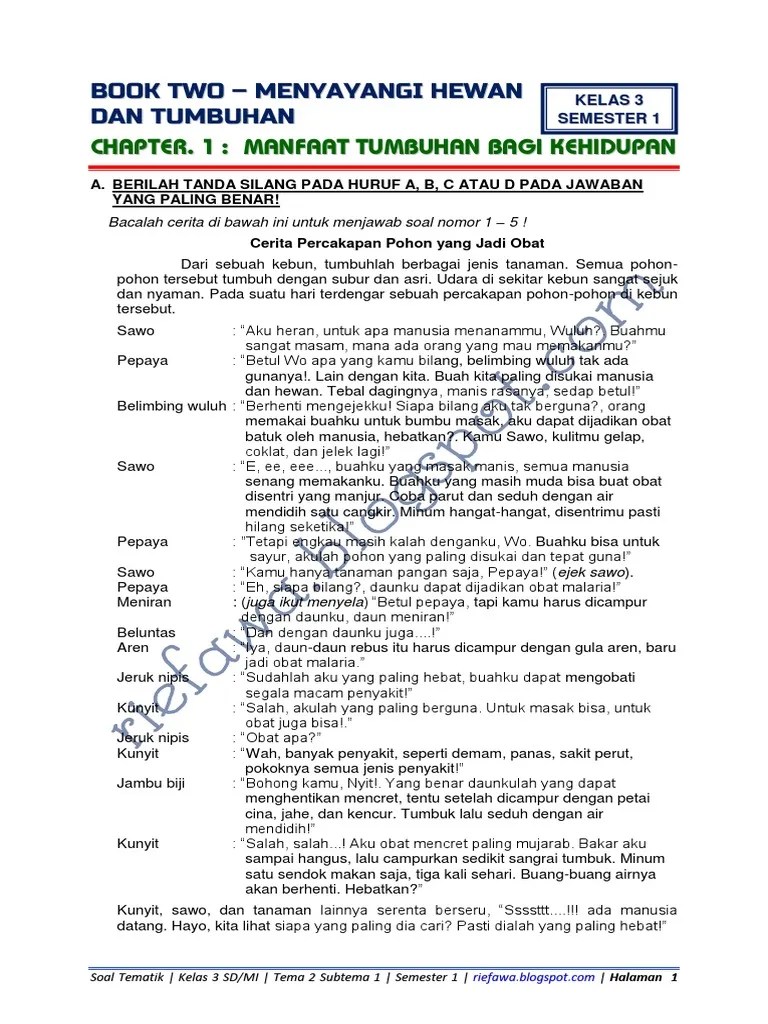 Soal Kelas 3 Tema 2 Subtema 1 | PDF