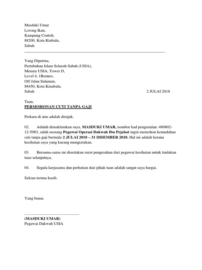 Simak sistematika dan contoh surat cuti melahirkan yang baik dan benar berikut ini. Contoh Surat Cuti Tanpa Gaji Swasta
