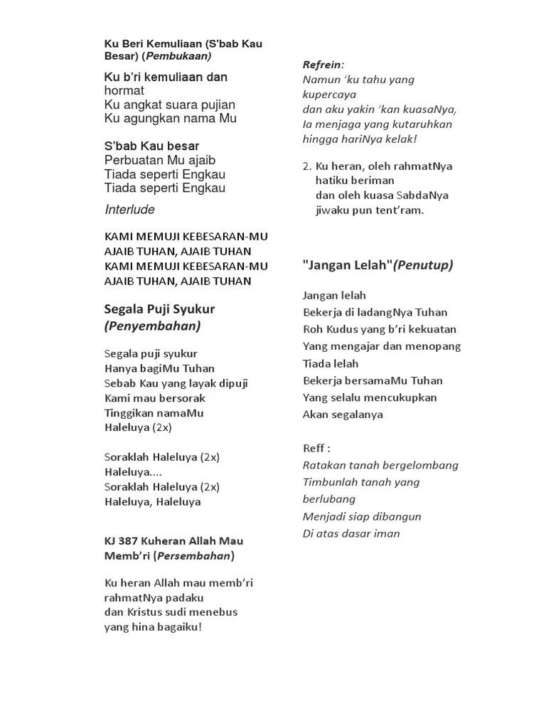 Not Angka Lagu Rohani Jangan Lelah Bekerja Diladangnya Tuhan