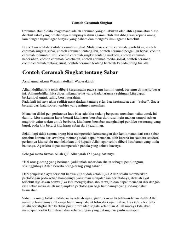 Contoh Dakwah Singkat Tentang Menuntut Ilmu Aneka Contoh