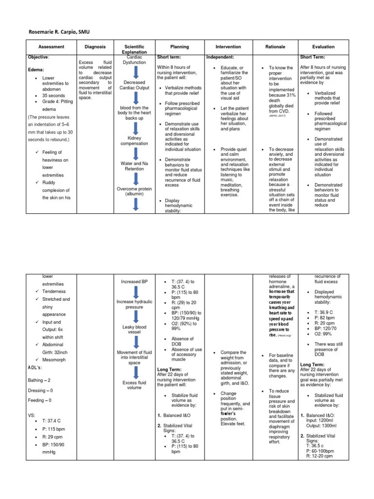 Nursing Care Plan For CHF | PDF | Heart Failure | Hemodynamics